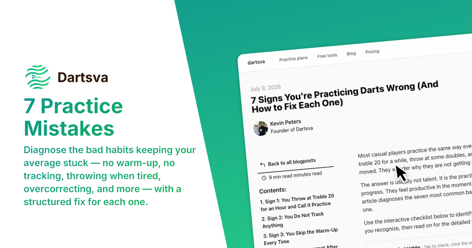 Dartboard with a checklist overlay showing 7 bad practice habits and their fixes